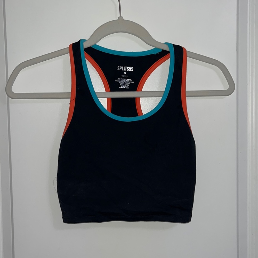 Splits59 Amber Airweight Bralette in Black/Mandarin- SELLING MATCHING SHORTS TOO